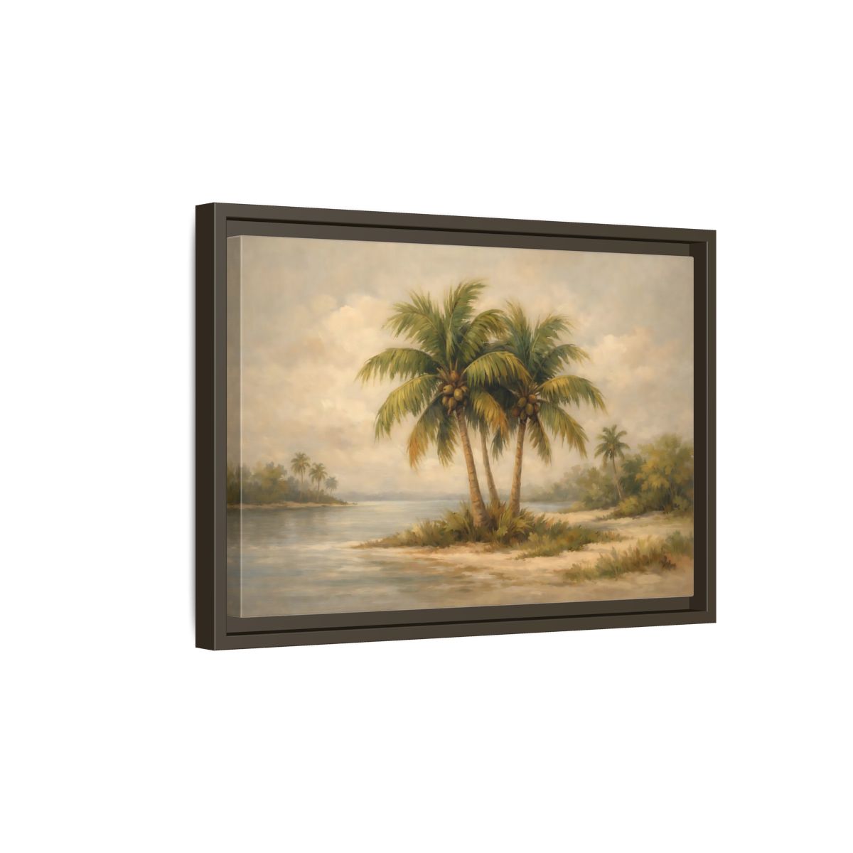 Side Mockup 5. Nature Palm Trees Tropical Beach shown as stretched canvas wall art