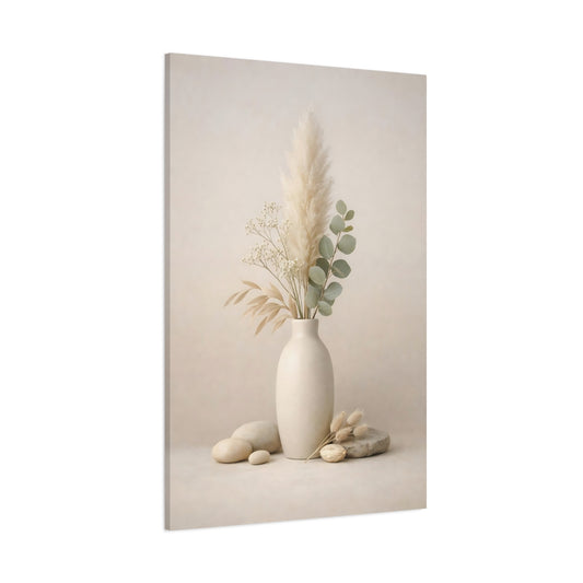 Nature Pampas Eucalyptus Neutral Botanical shown as stretched canvas wall art