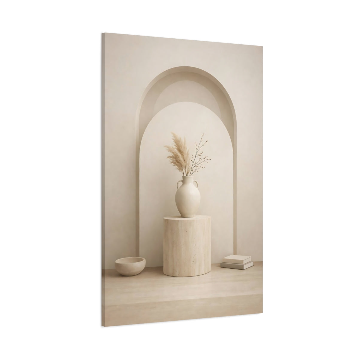Nature Pampas Grass Beige Pampas Grass shown as stretched canvas wall art