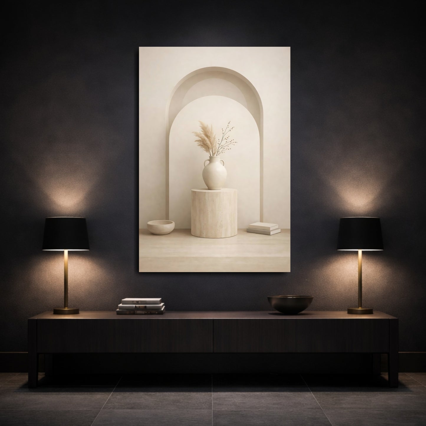 Nature Pampas Grass Beige Pampas Grass shown as front canvas room wall art