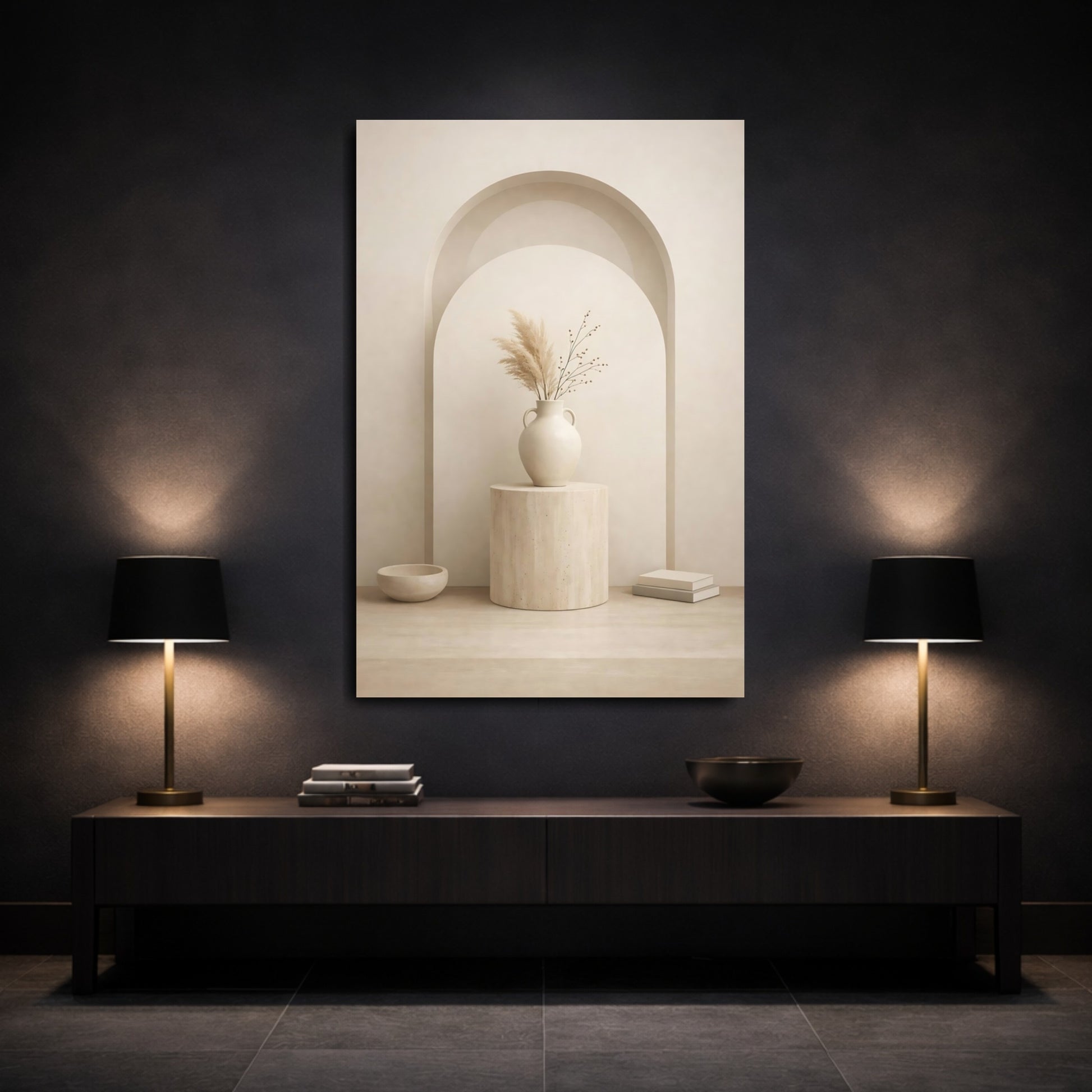 Nature Pampas Grass Beige Pampas Grass shown as front canvas room wall art