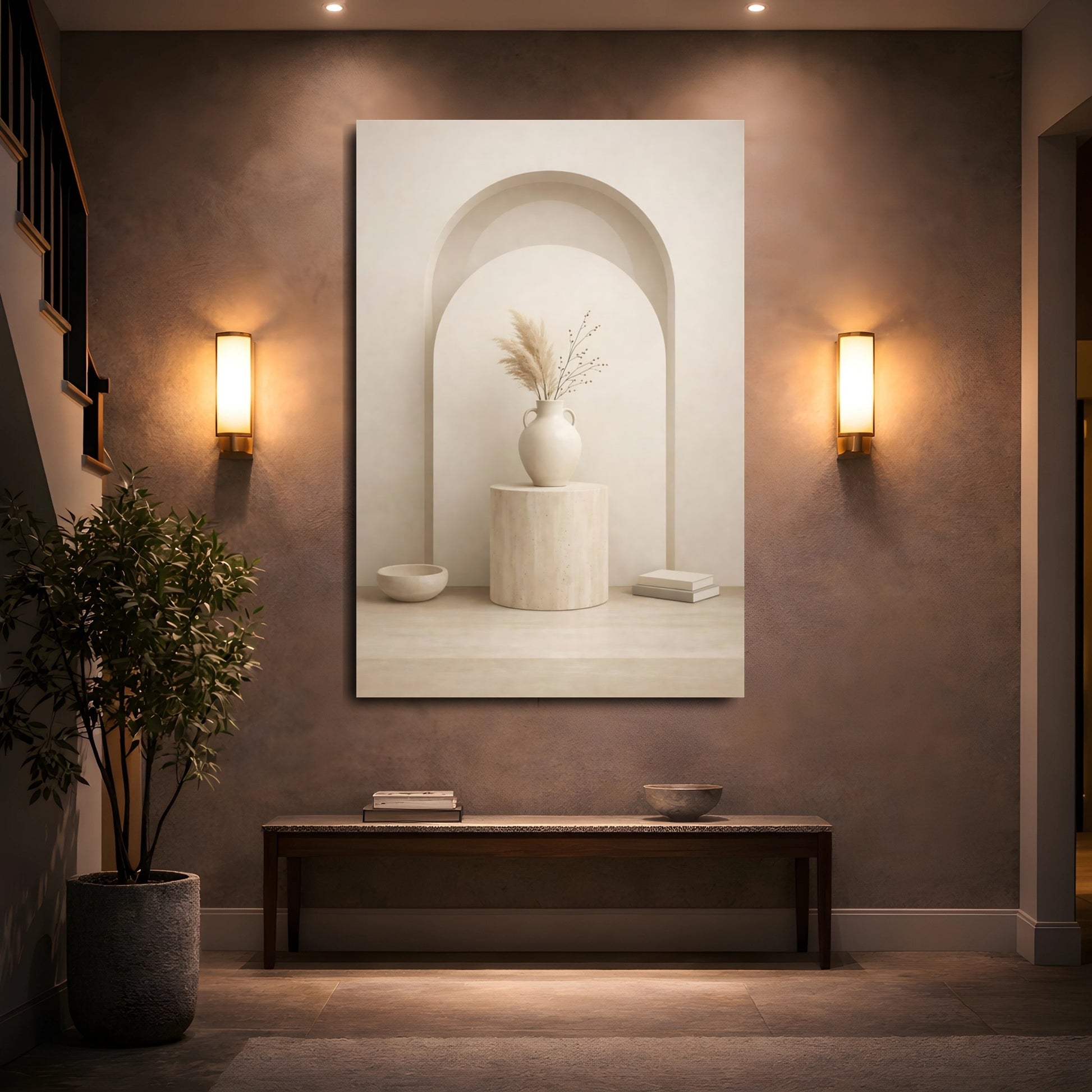 Nature Pampas Grass Beige Pampas Grass shown as front canvas room wall art