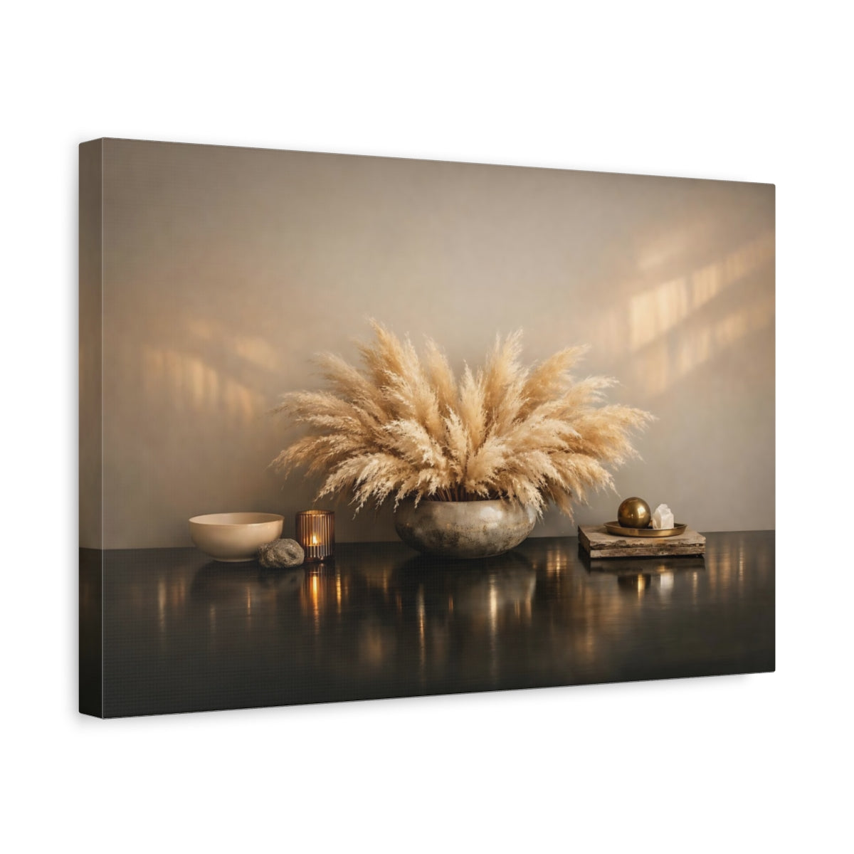 Side Mockup 4. Nature Pampas Grass Pampas Grass Brown shown as stretched canvas wall art