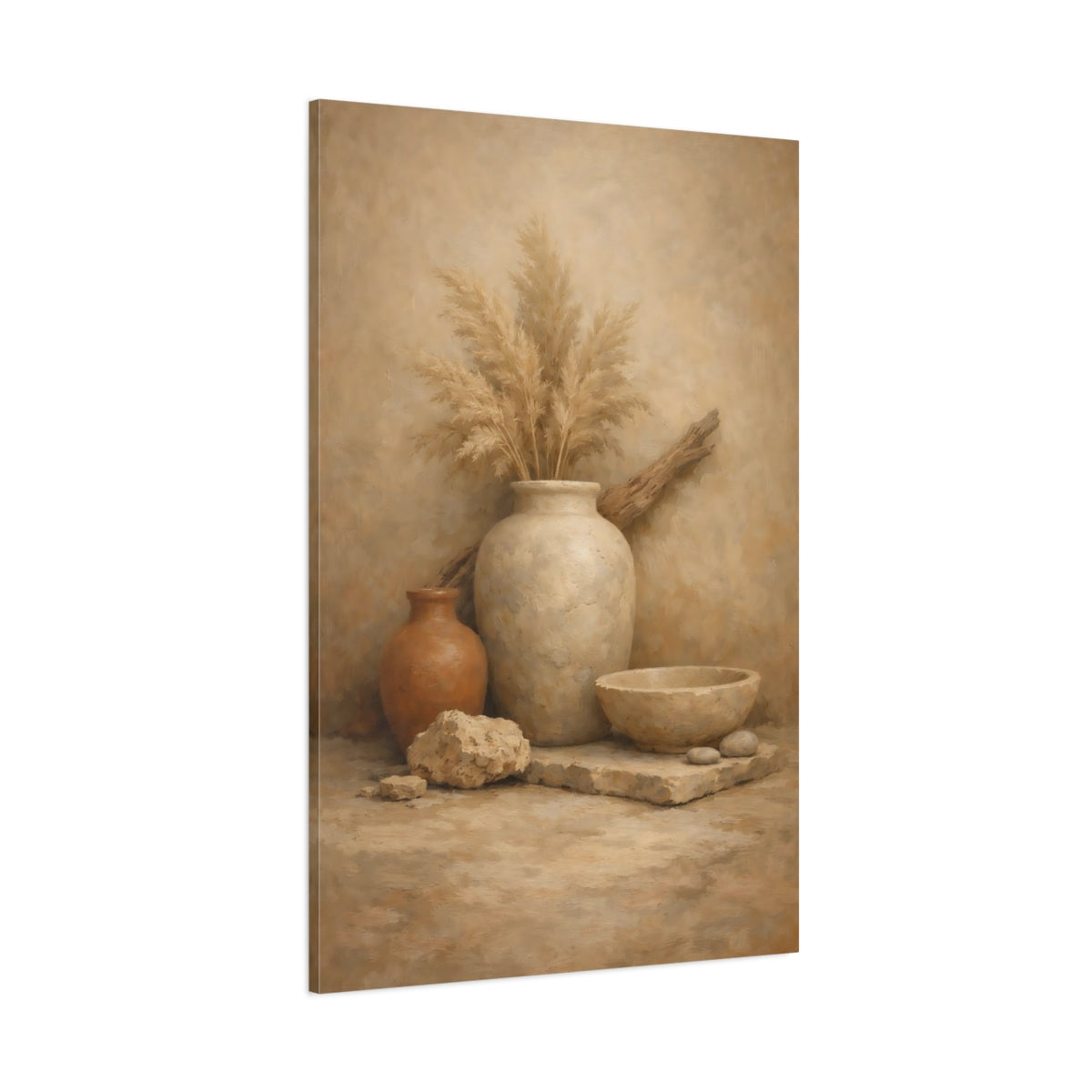 Main Mockup. Nature Pampas Grass Earthy Still Life shown as stretched canvas wall art