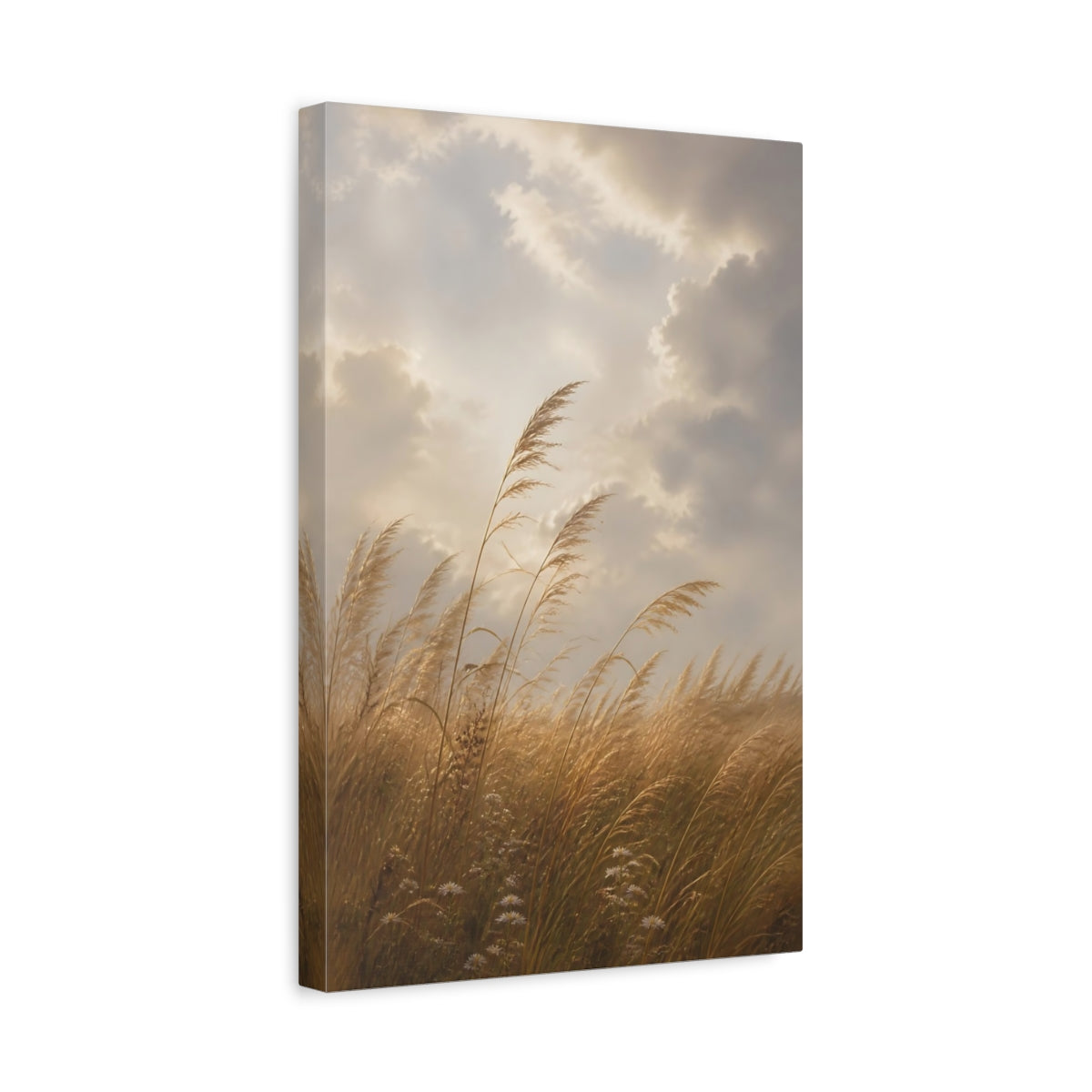 Side Mockup 4. Nature Pampas Grass Golden Grass shown as stretched canvas wall art