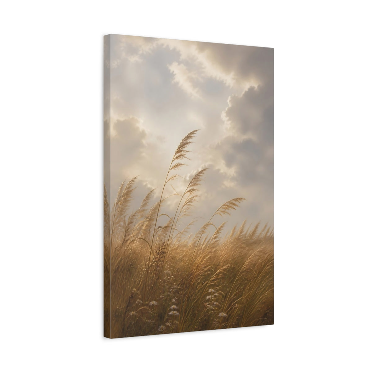 Side Mockup 3. Nature Pampas Grass Golden Grass shown as stretched canvas wall art