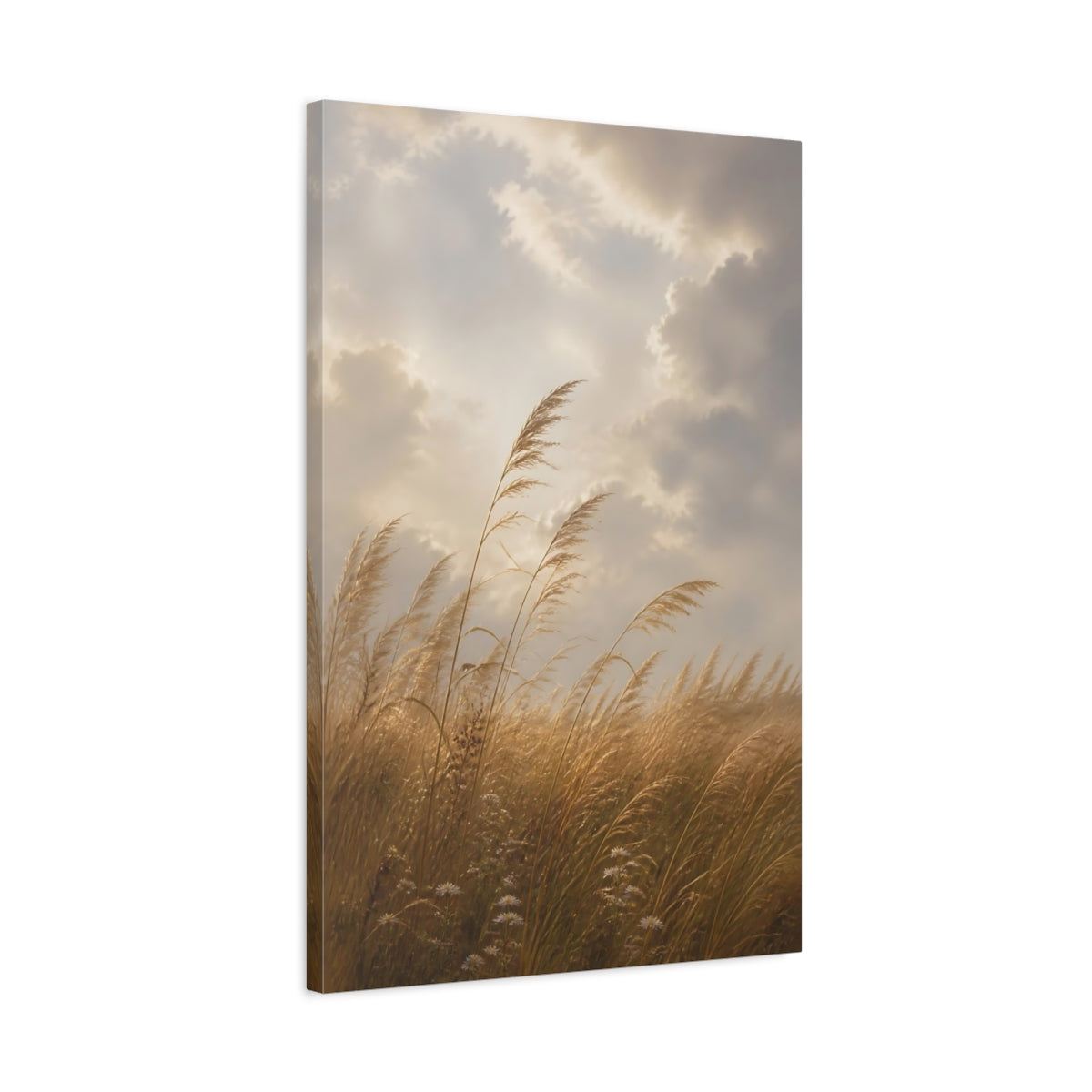 Side Mockup 2. Nature Pampas Grass Golden Grass shown as stretched canvas wall art