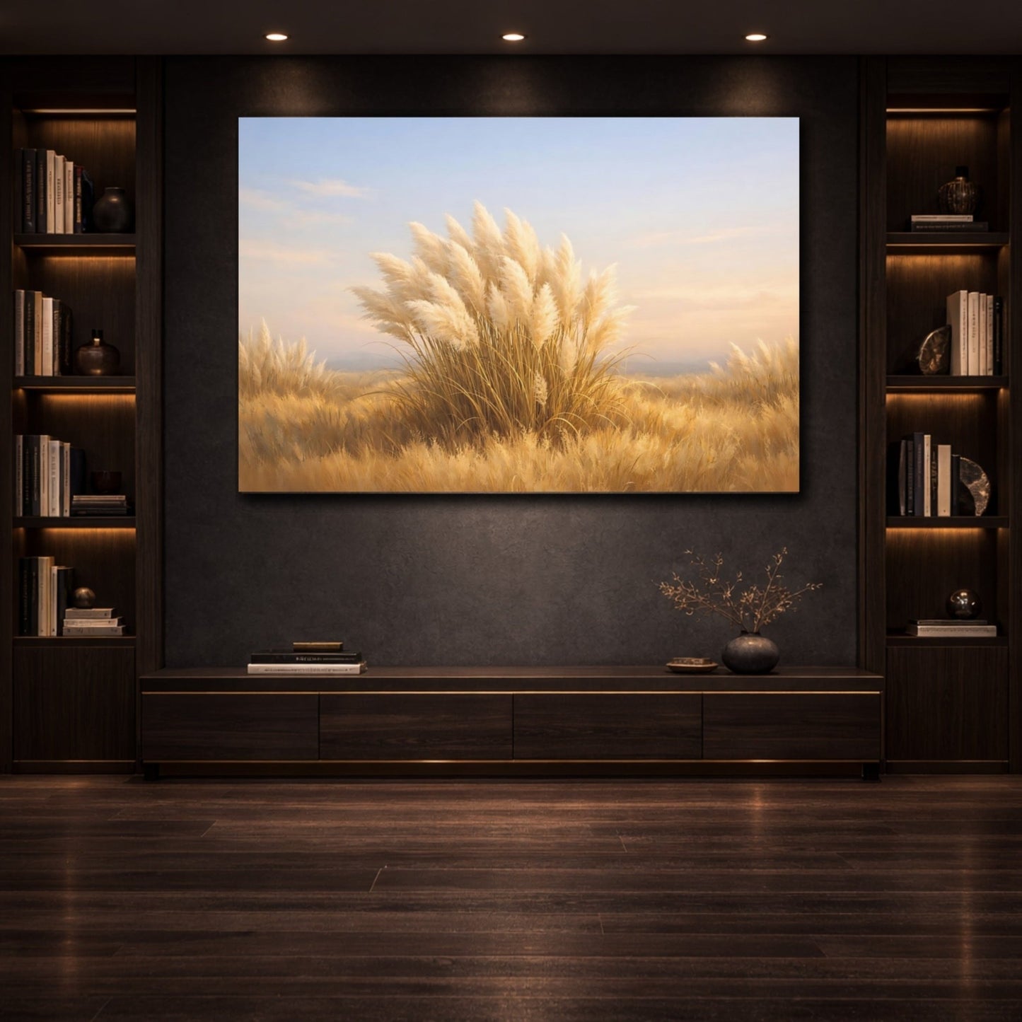 Nature Pampas Grass Golden - Canvas Wall Art Print - YesArtYes