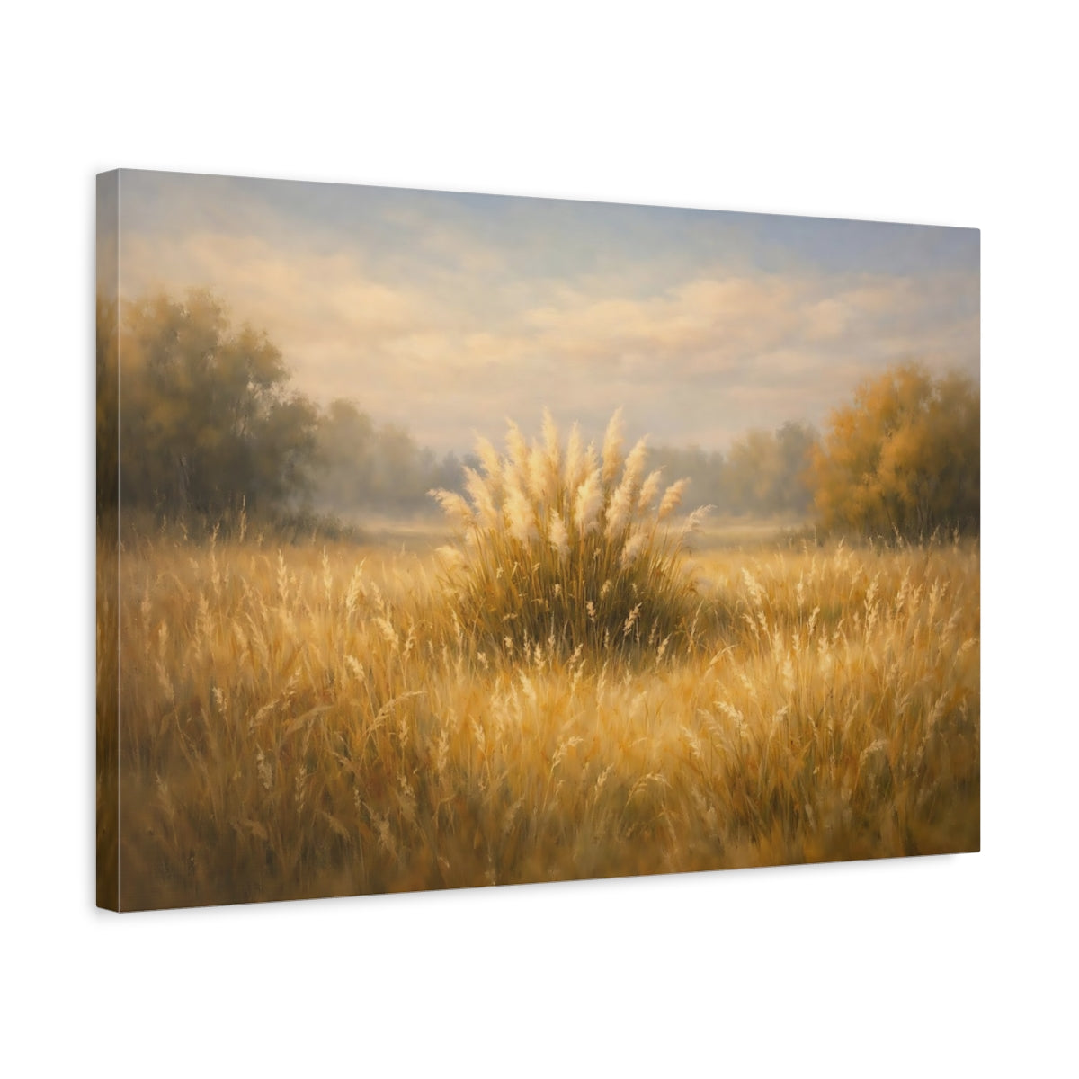 Side Mockup 3. Nature Pampas Grass Golden Pampas Grass shown as stretched canvas wall art