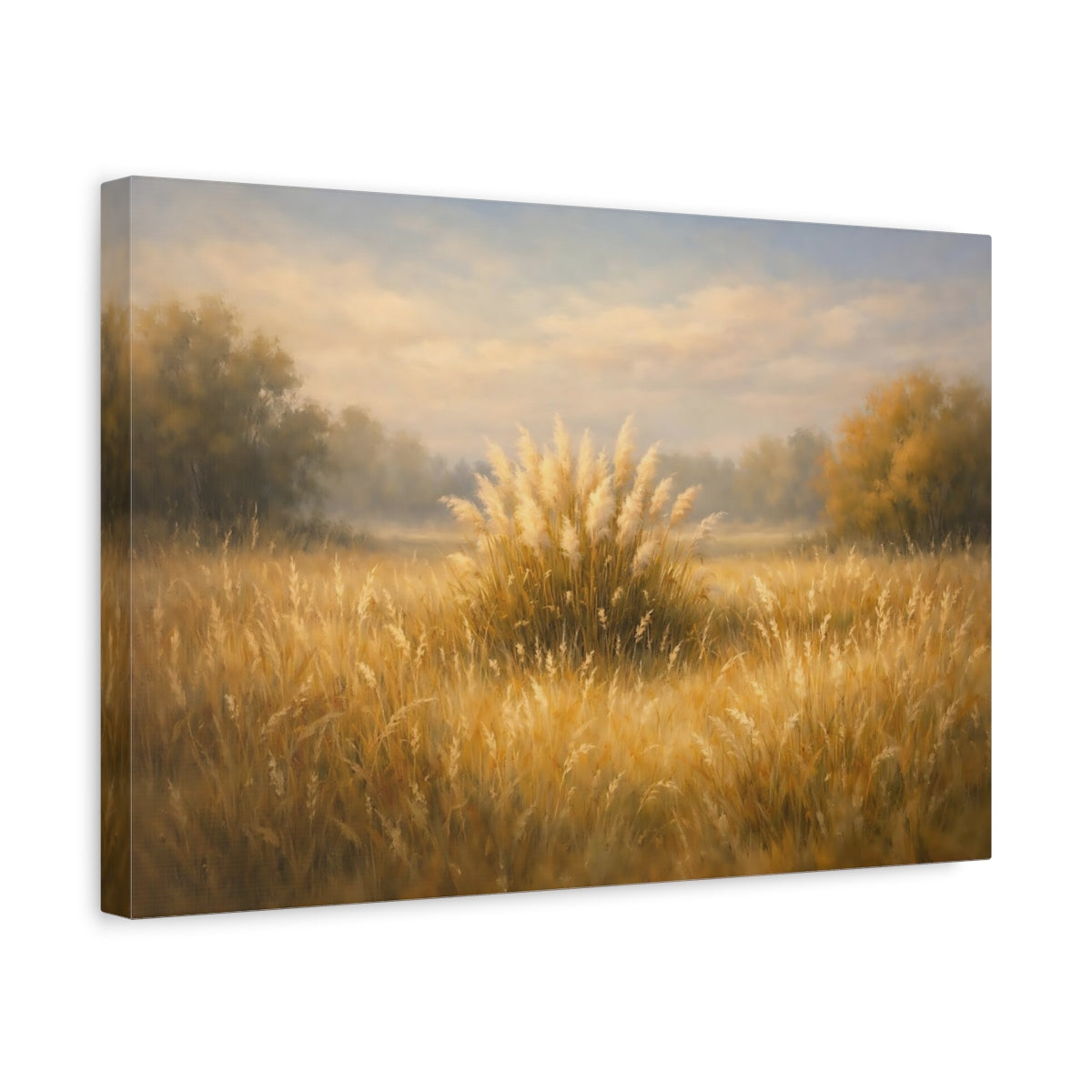 Side Mockup 4. Nature Pampas Grass Golden Pampas Grass shown as stretched canvas wall art
