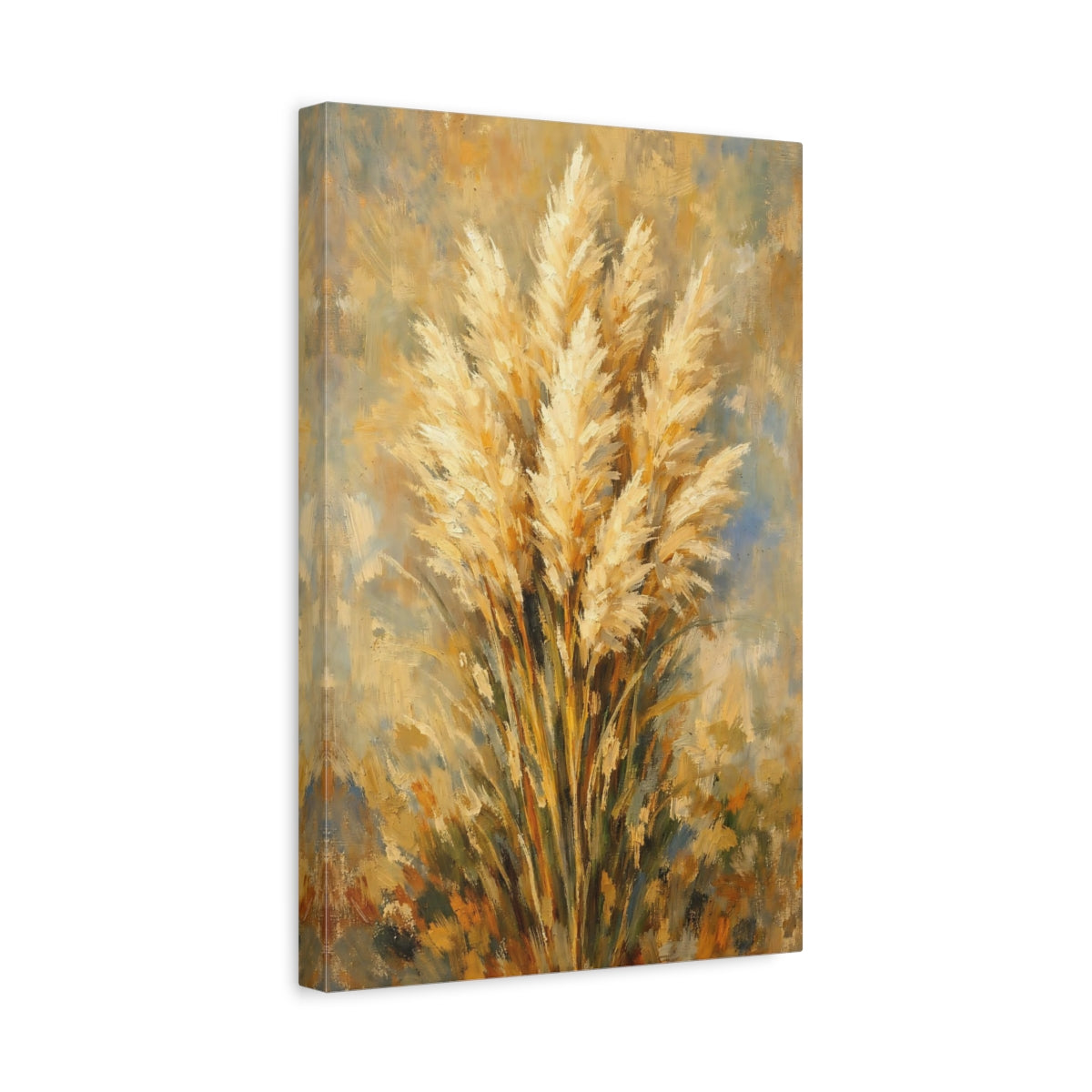 Side Mockup 4. Nature Pampas Grass Golden Pampas Grass shown as stretched canvas wall art