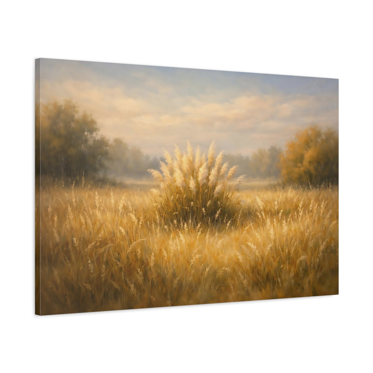 Side Mockup 1. Nature Pampas Grass Golden Pampas Grass shown as stretched canvas wall art