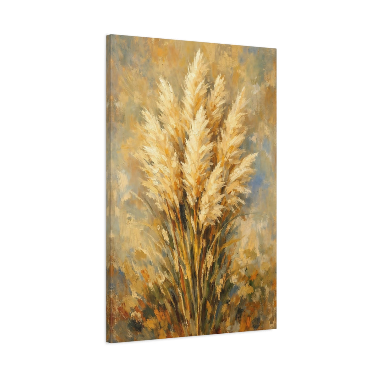 Side Mockup 1. Nature Pampas Grass Golden Pampas Grass shown as stretched canvas wall art
