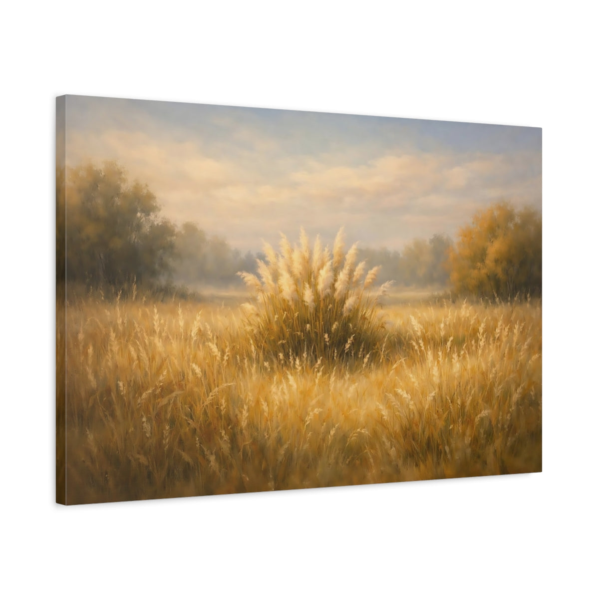 Side Mockup 2. Nature Pampas Grass Golden Pampas Grass shown as stretched canvas wall art
