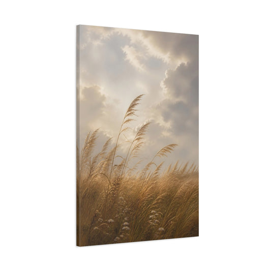 Main Mockup. Nature Pampas Grass Golden Grass shown as stretched canvas wall art