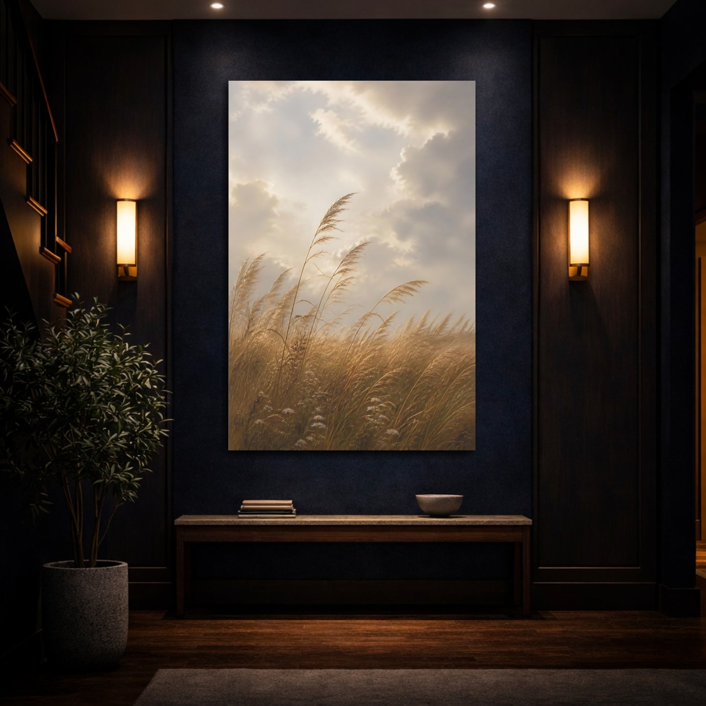 Mockup 4. Nature Pampas Grass Golden Grass shown as stretched canvas wall art