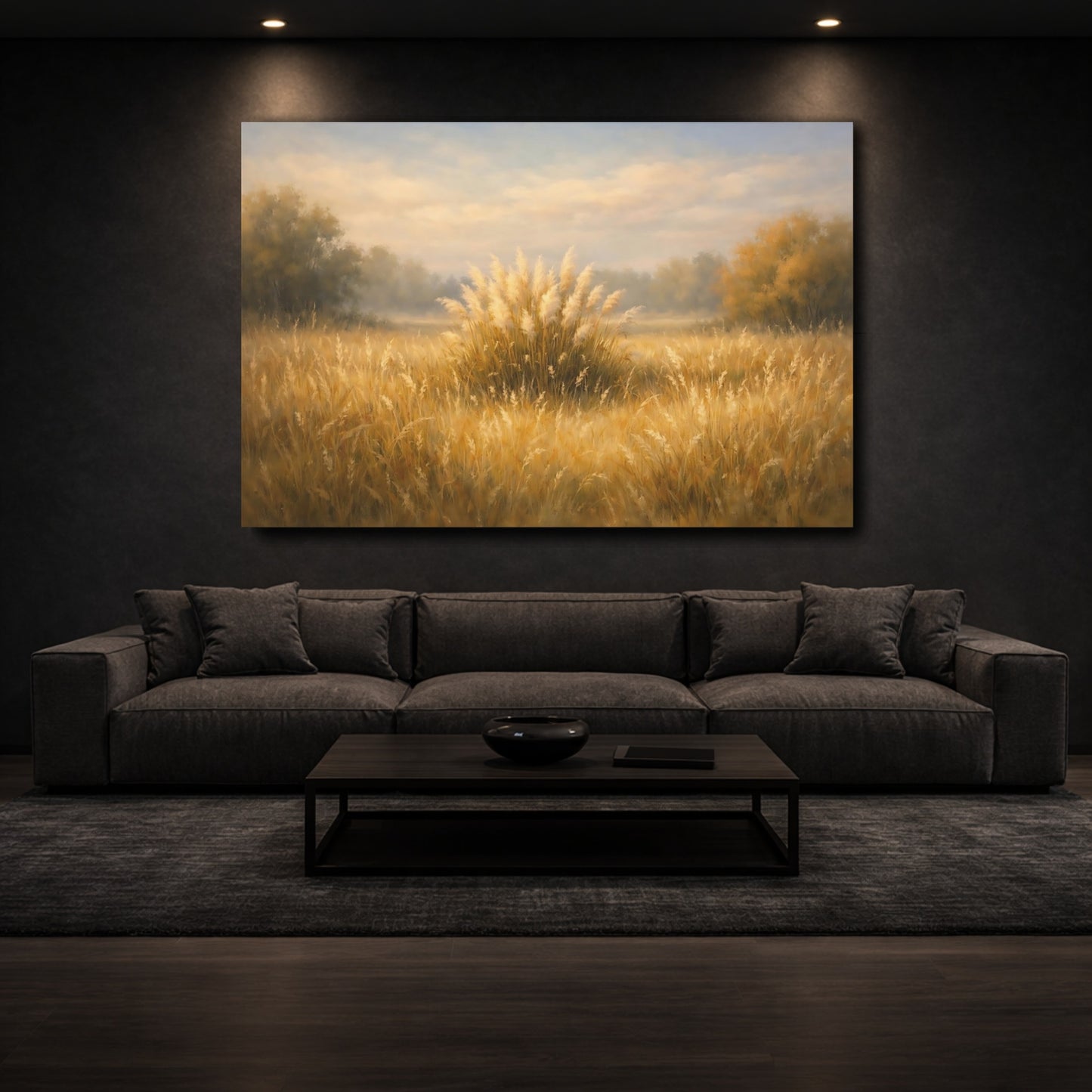 Mockup 2. Nature Pampas Grass Golden Pampas Grass shown as stretched canvas wall art