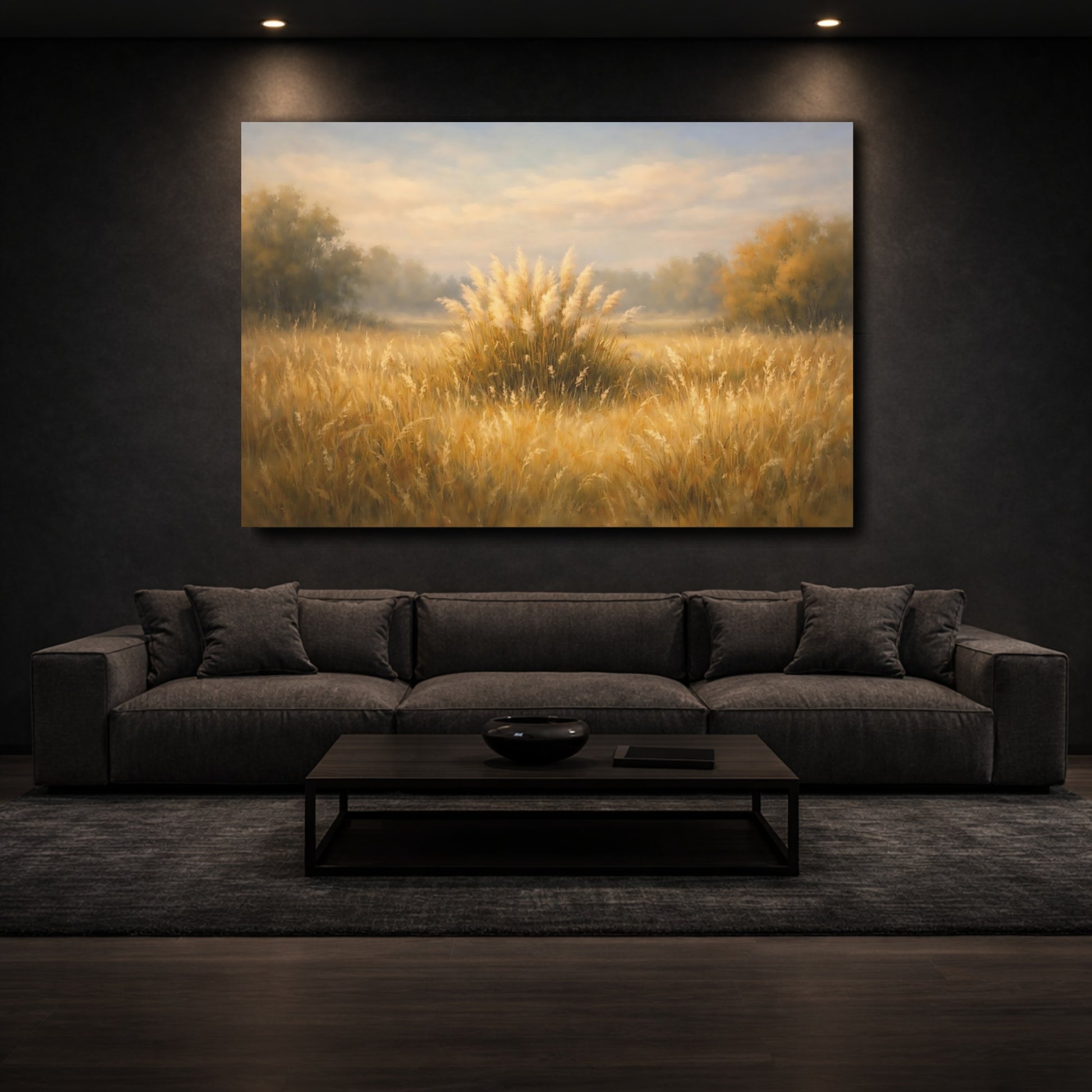Mockup 2. Nature Pampas Grass Golden Pampas Grass shown as stretched canvas wall art