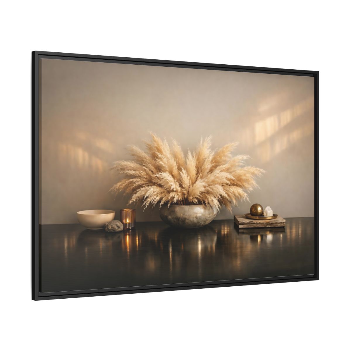 Side Mockup 12. Nature Pampas Grass Natural Browns shown as stretched canvas wall art