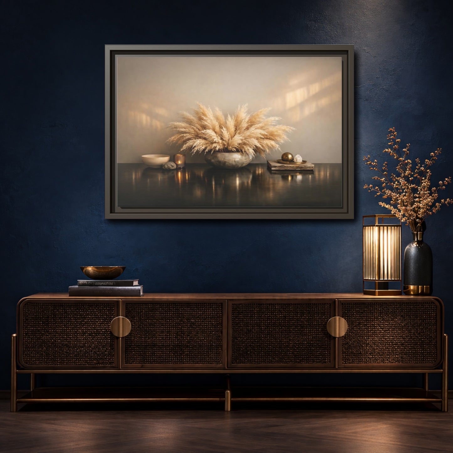 Mockup 4. Nature Pampas Grass Natural Browns shown as stretched canvas wall art