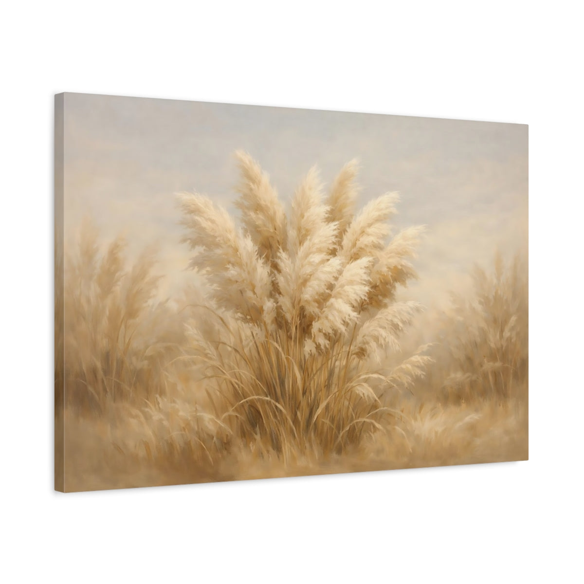 Side Mockup 2. Nature Pampas Grass Pampas Grass Neutral shown as stretched canvas wall art