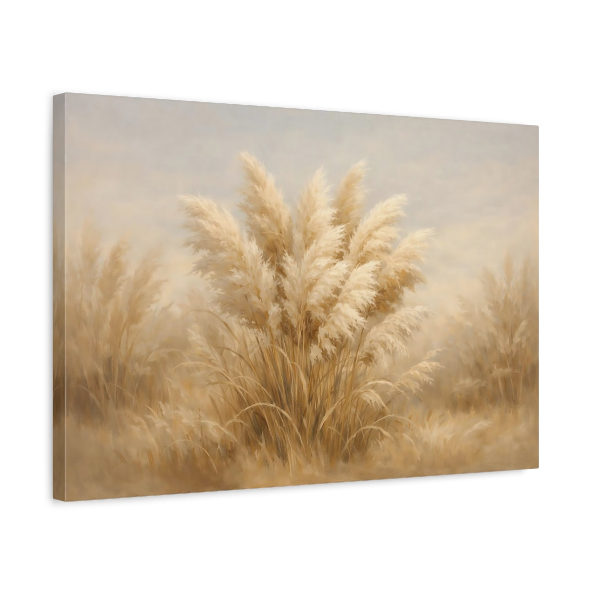 Side Mockup 3. Nature Pampas Grass Pampas Grass Neutral shown as stretched canvas wall art