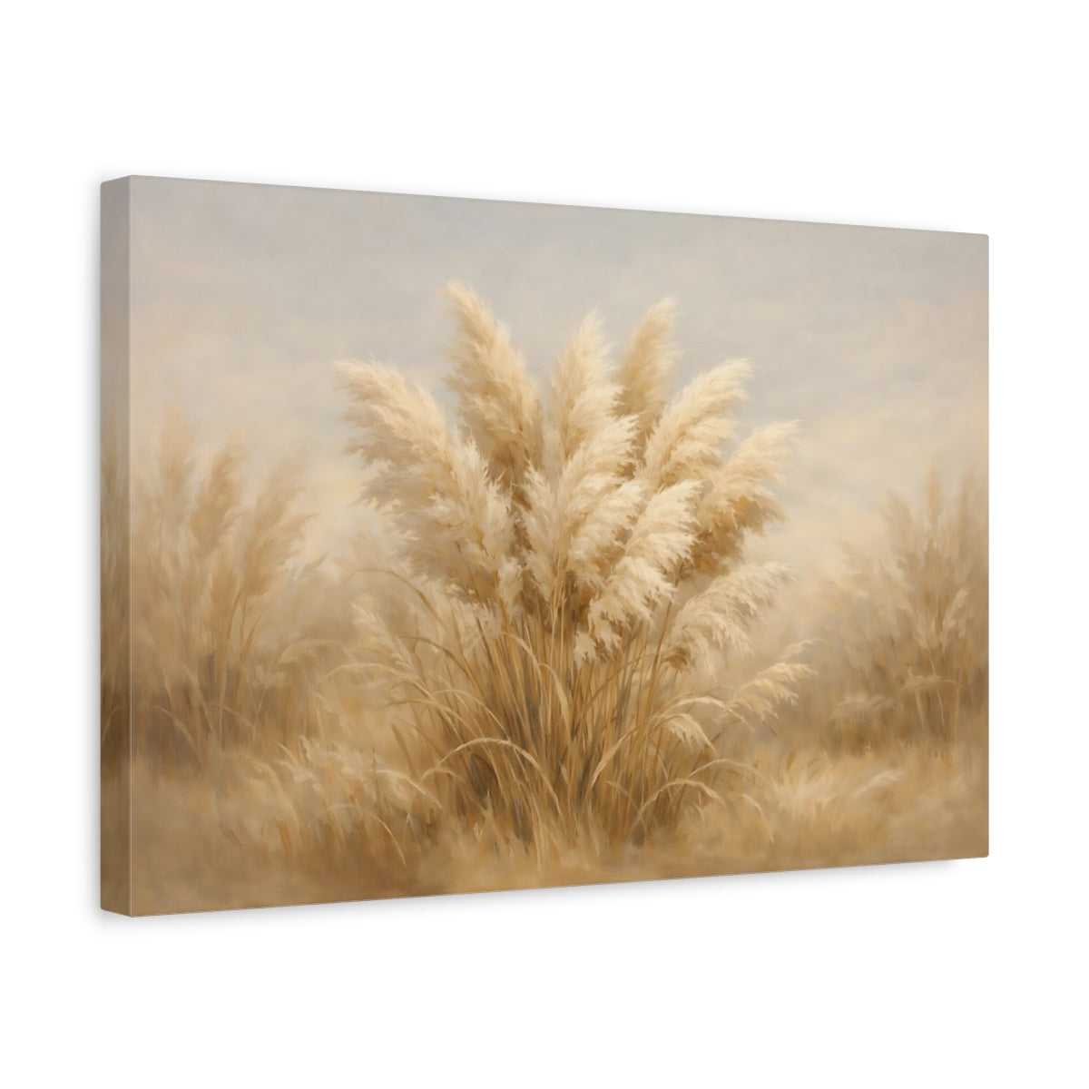 Side Mockup 4. Nature Pampas Grass Pampas Grass Neutral shown as stretched canvas wall art
