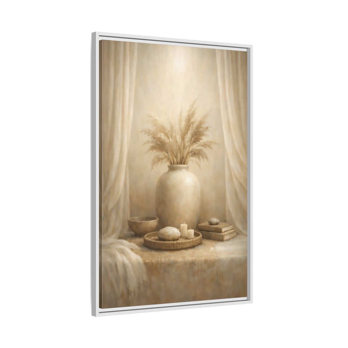 Side Mockup 9. Nature Pampas Grass Neutral Pampas Decor shown as stretched canvas wall art