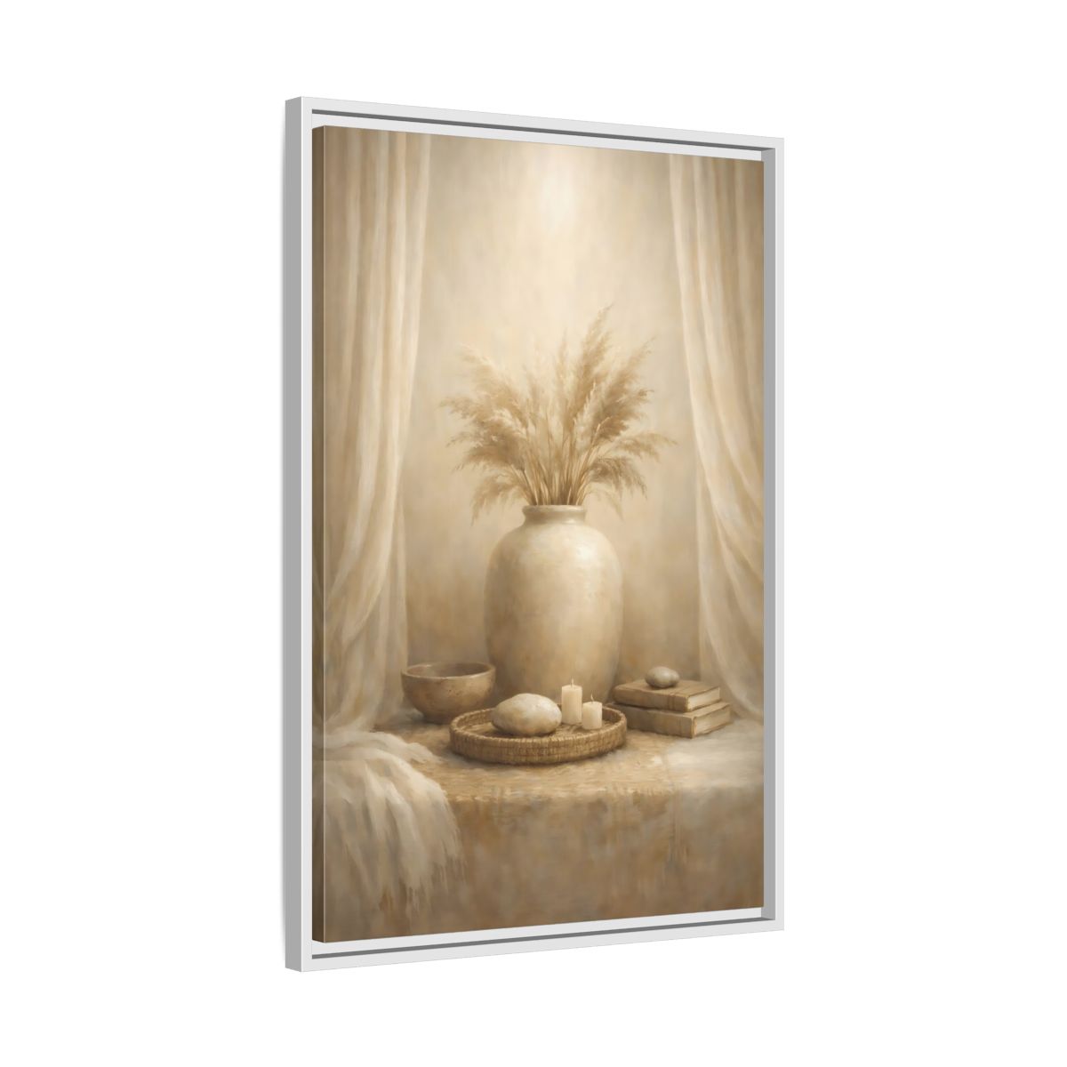 Side Mockup 11. Nature Pampas Grass Neutral Pampas Decor shown as stretched canvas wall art