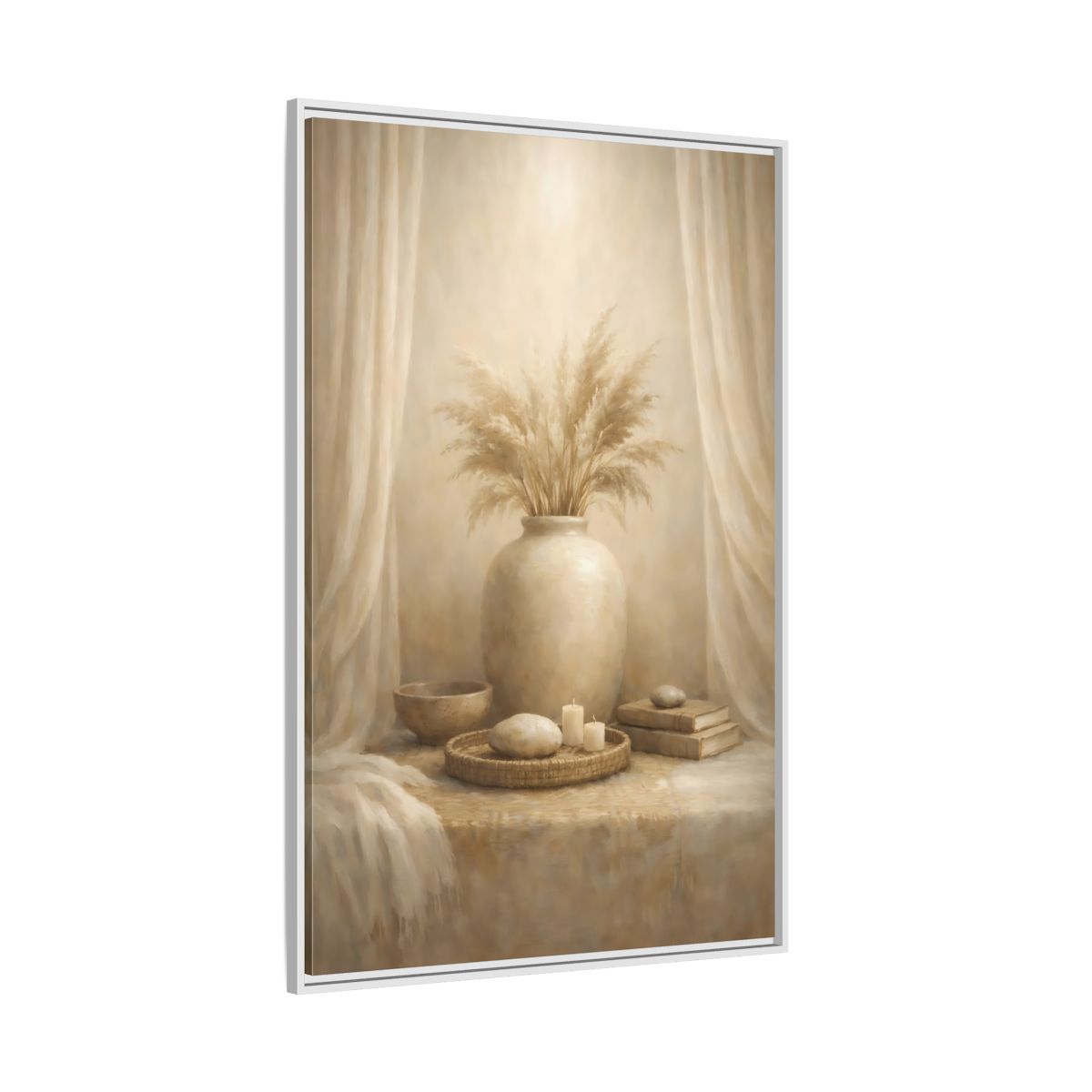 Side Mockup 7. Nature Pampas Grass Neutral Pampas Decor shown as stretched canvas wall art