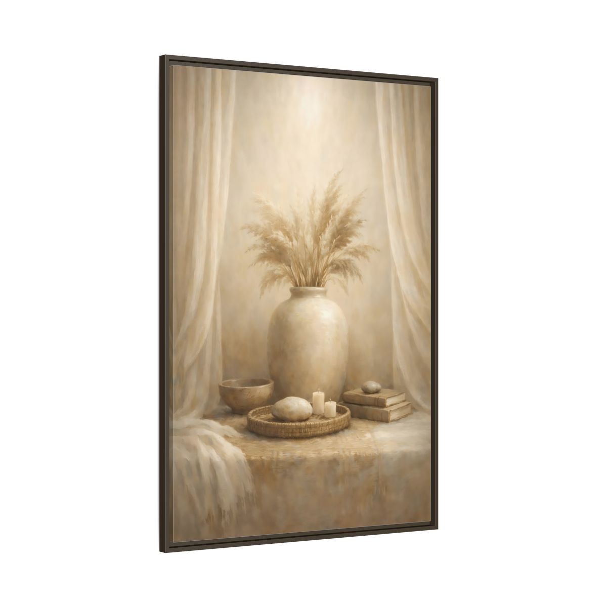 Side Mockup 8. Nature Pampas Grass Neutral Pampas Decor shown as stretched canvas wall art