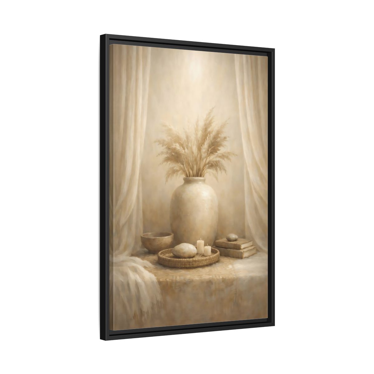 Side Mockup 14. Nature Pampas Grass Neutral Pampas Decor shown as stretched canvas wall art