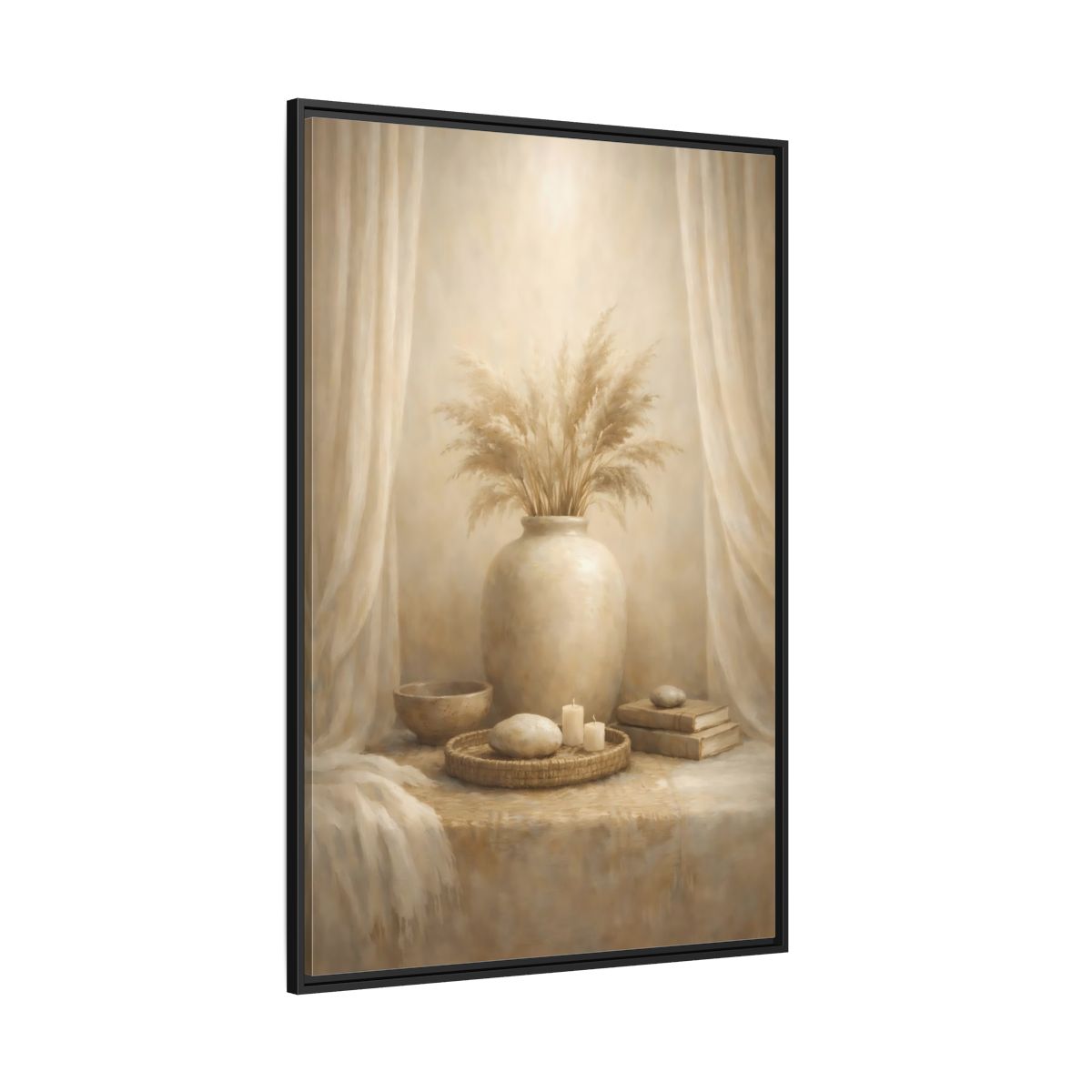 Main Mockup. Nature Pampas Grass Neutral Pampas Decor shown as stretched canvas wall art