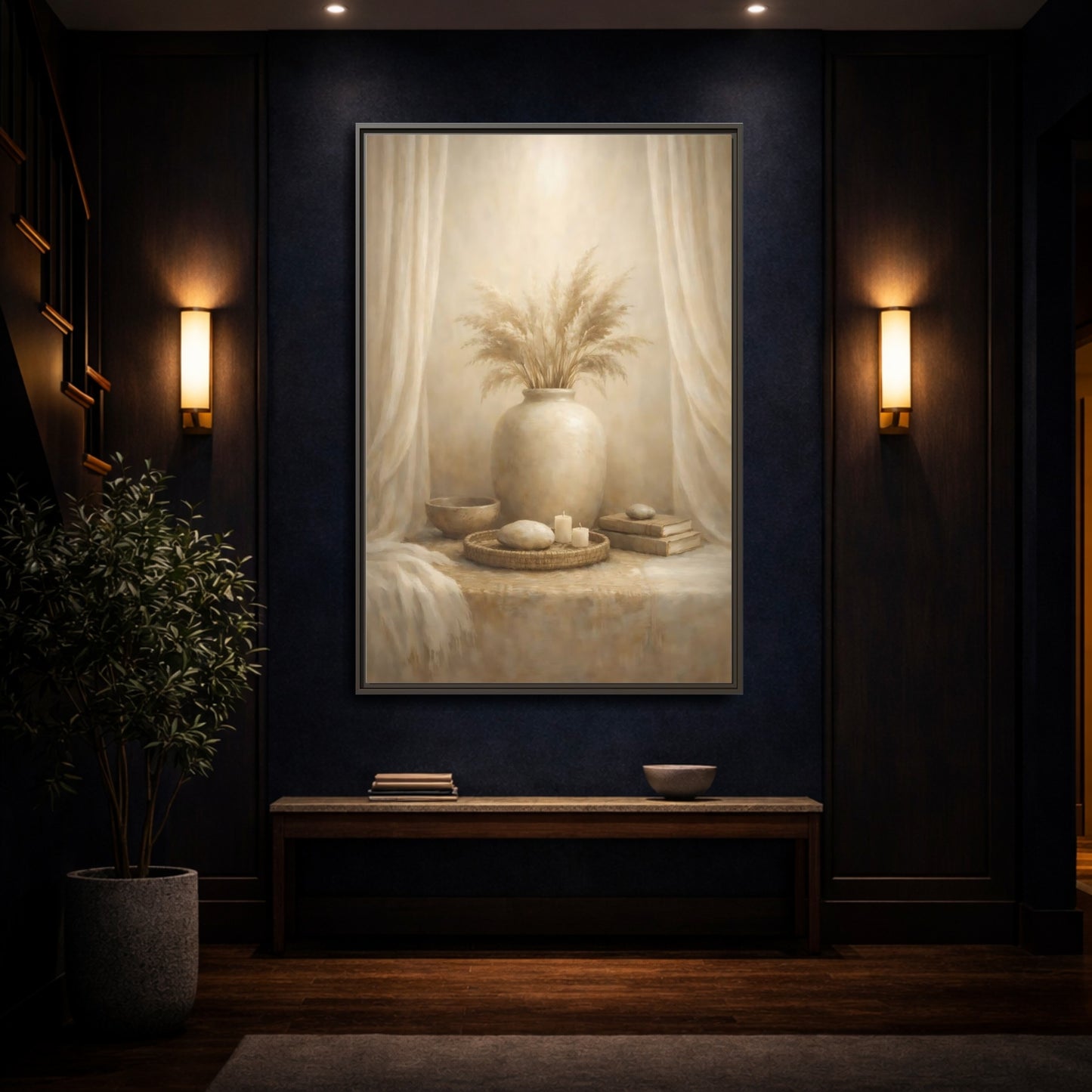 Mockup 3. Nature Pampas Grass Neutral Pampas Decor shown as stretched canvas wall art