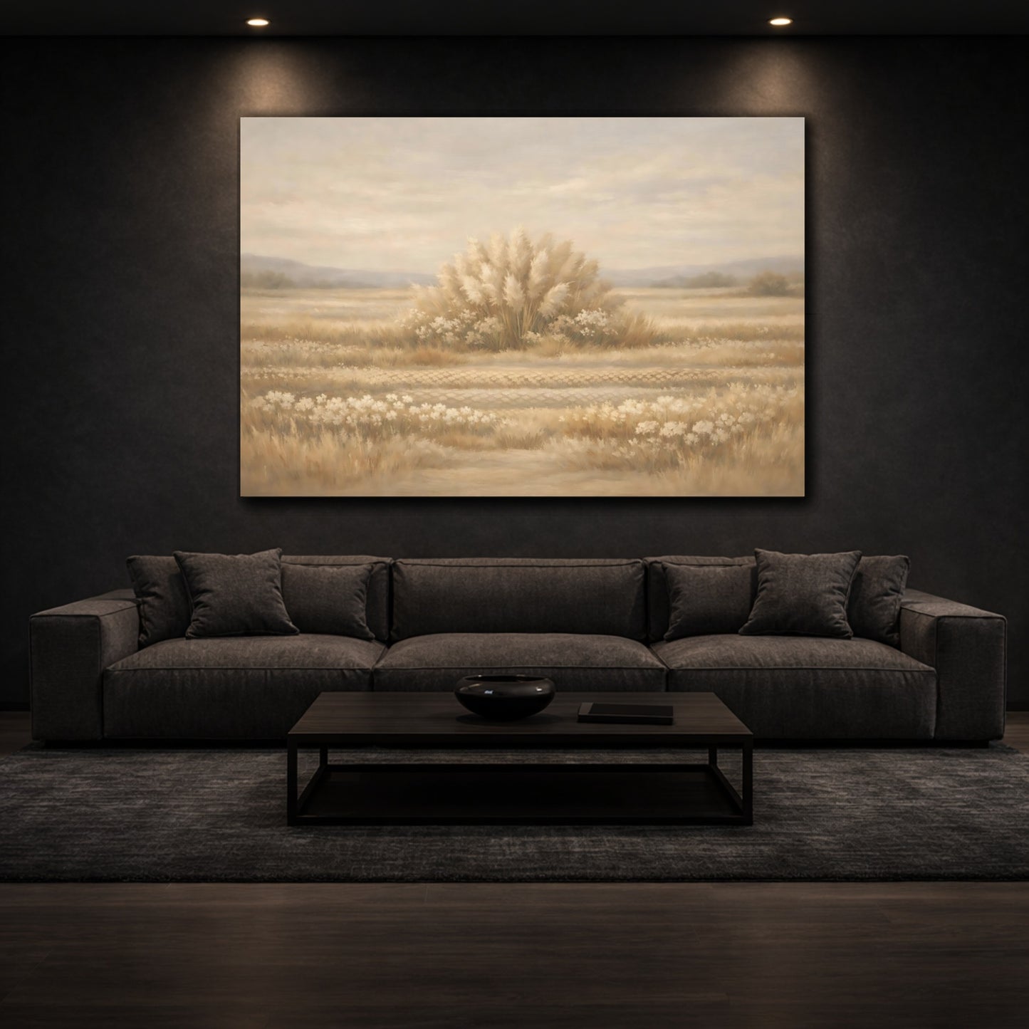 Mockup 2. Nature Pampas Grass Neutral Pampas Grass shown as stretched canvas wall art