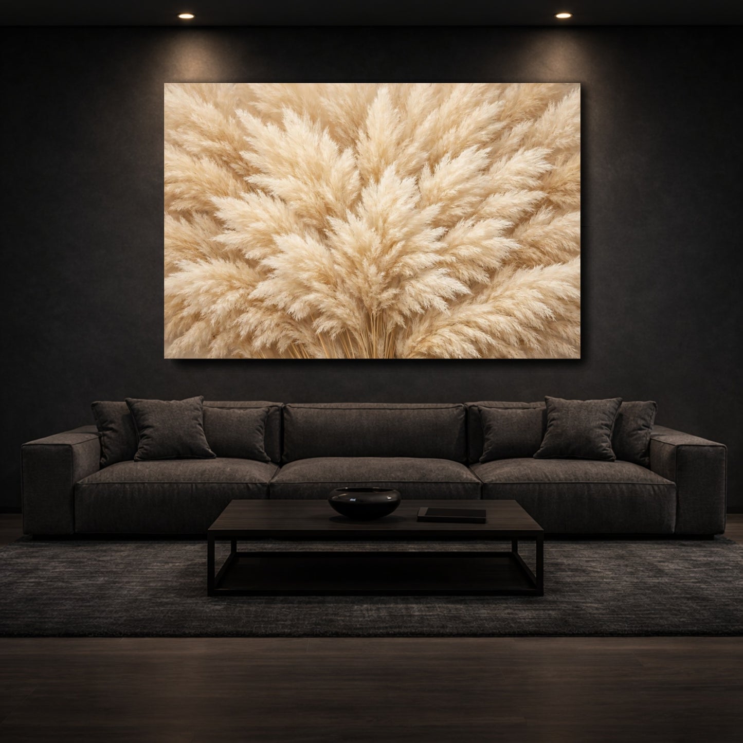 Mockup 2. Nature Pampas Grass Neutral Pampas Grass shown as stretched canvas wall art
