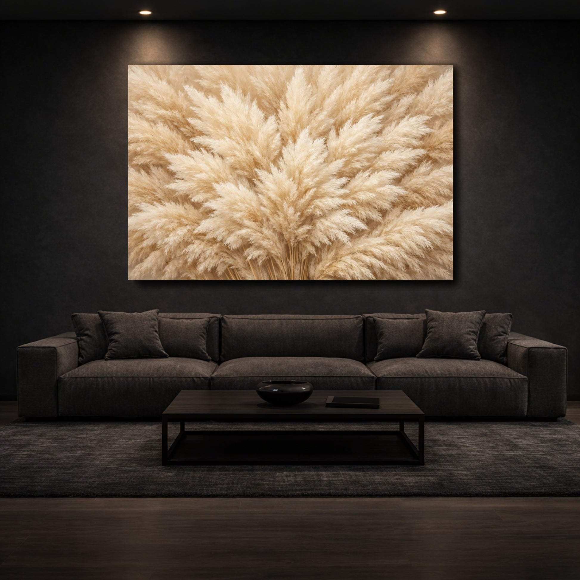 Mockup 2. Nature Pampas Grass Neutral Pampas Grass shown as stretched canvas wall art