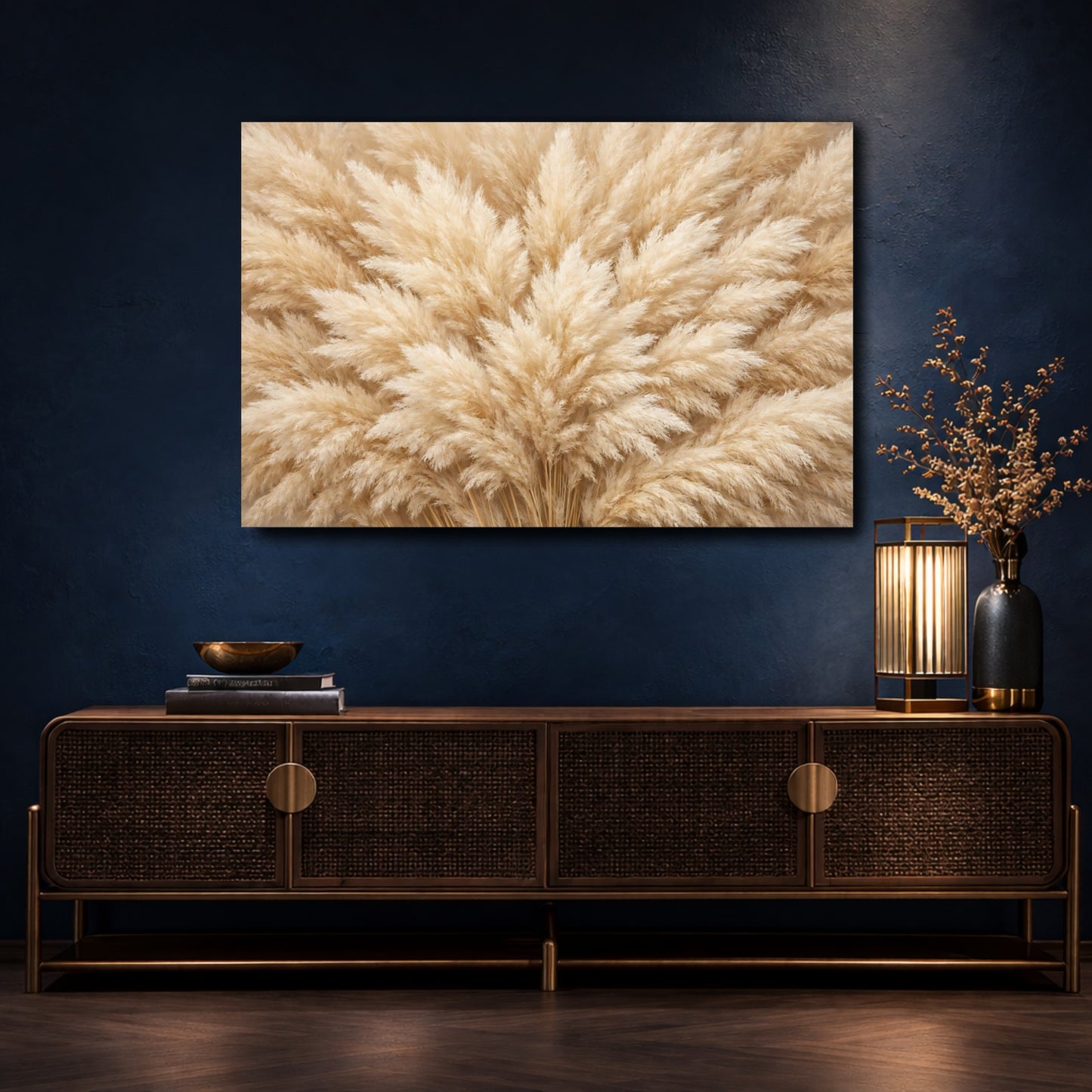 Mockup 4. Nature Pampas Grass Neutral Pampas Grass shown as stretched canvas wall art