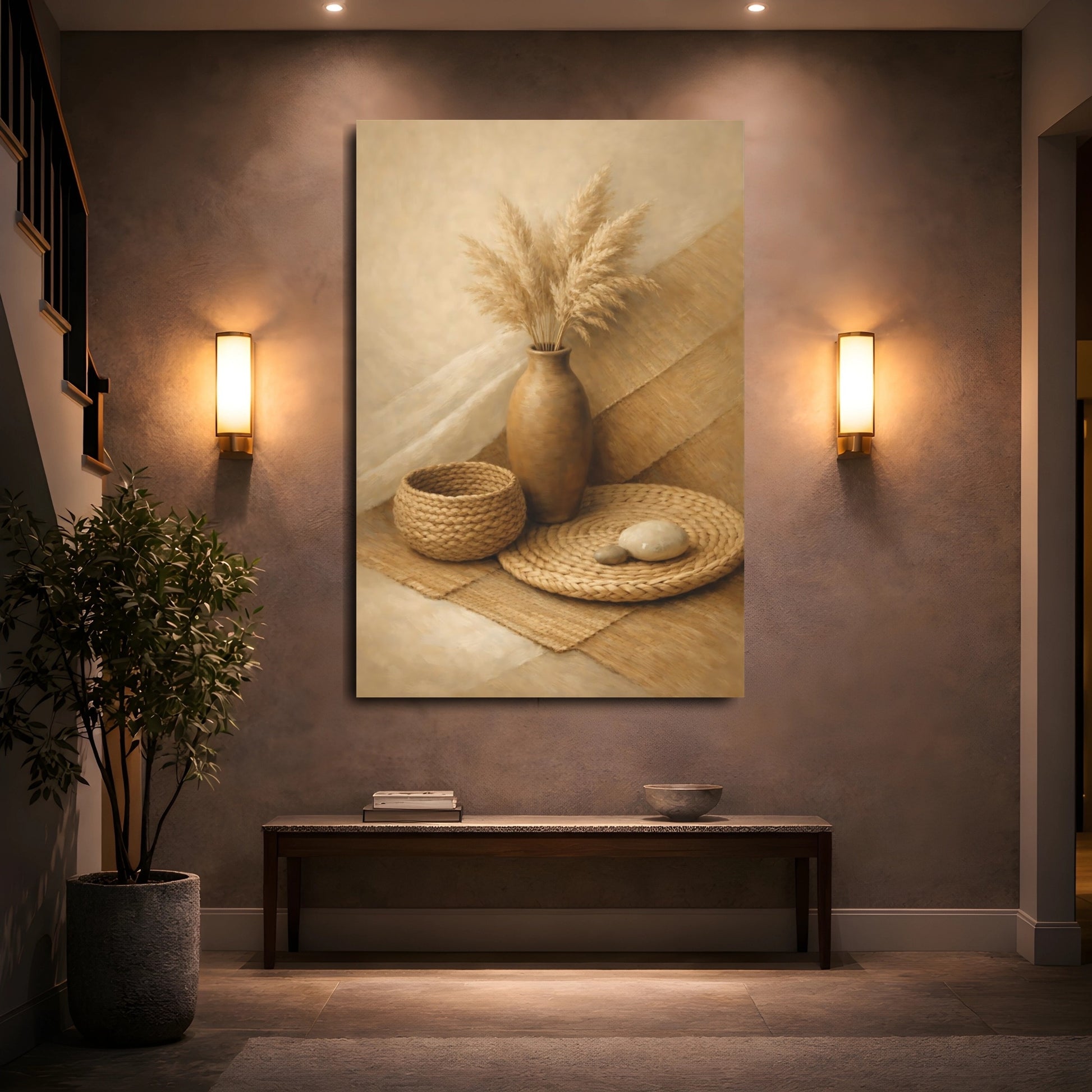 Mockup 4. Nature Pampas Grass Pampas Grass Boho shown as stretched canvas wall art