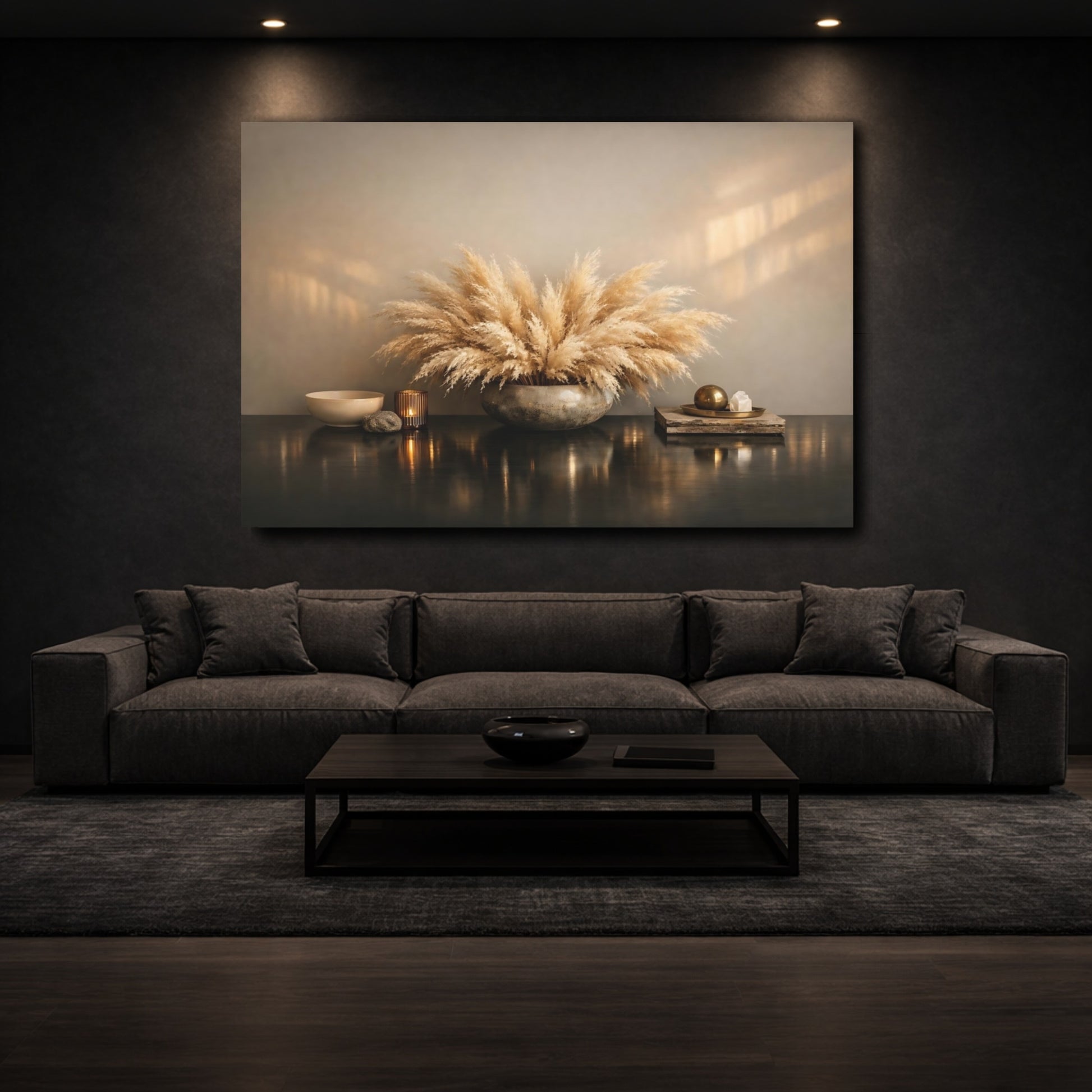 Mockup 2. Nature Pampas Grass Pampas Grass Brown shown as stretched canvas wall art