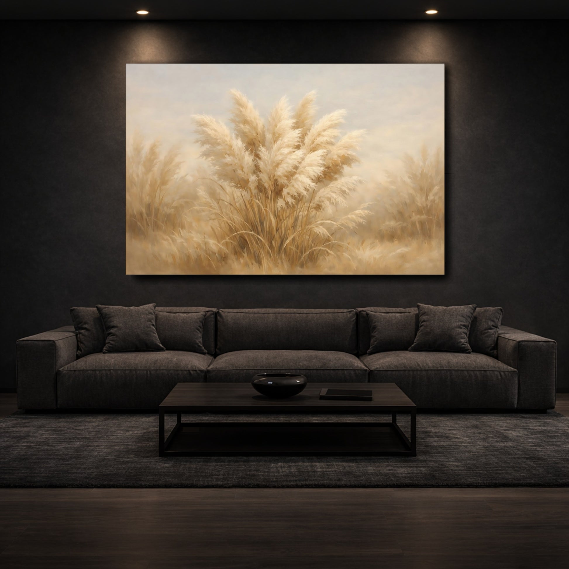 Mockup 2. Nature Pampas Grass Pampas Grass Neutral shown as stretched canvas wall art
