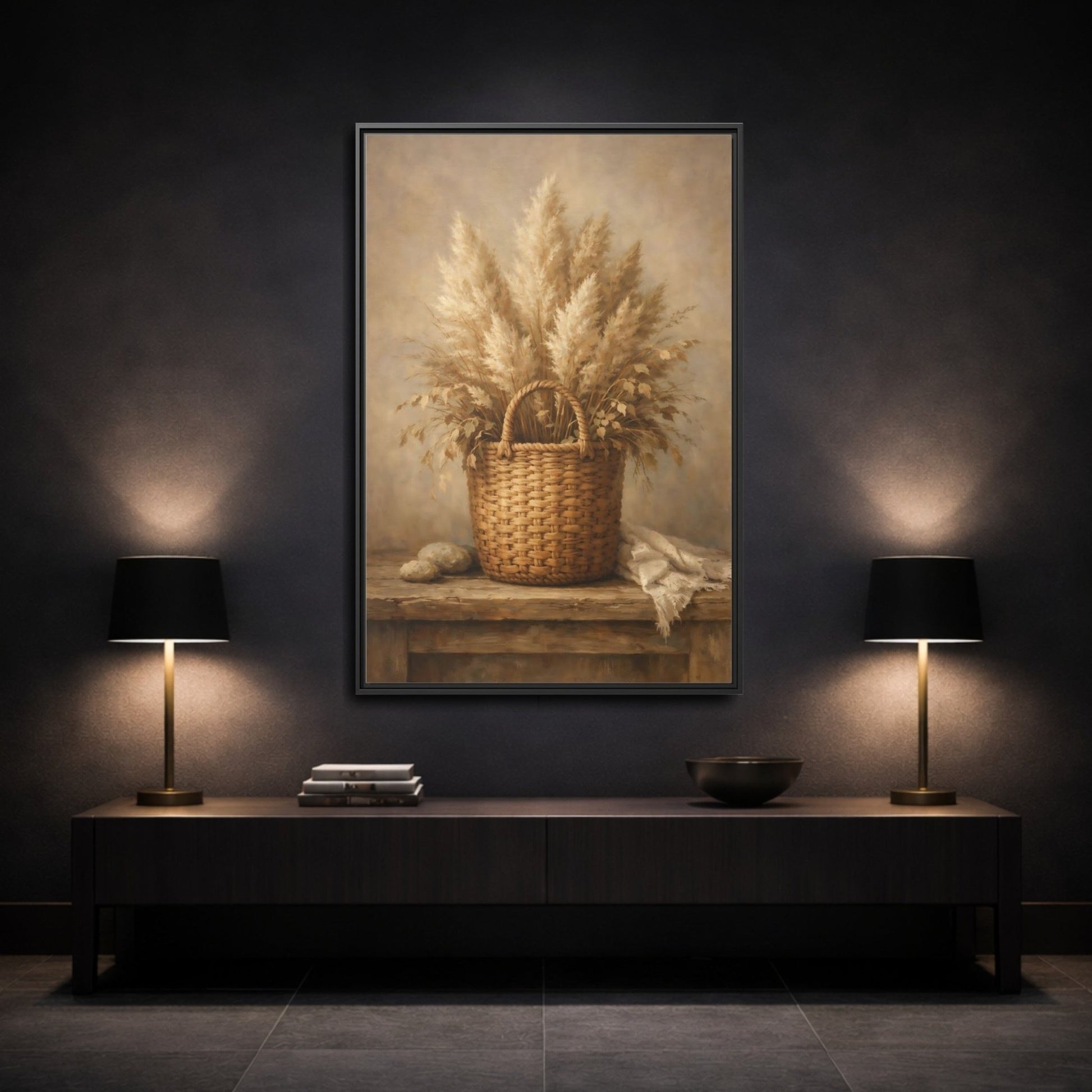 Nature Pampas Grass Still - Framed Canvas Wall Art Print - YesArtYes