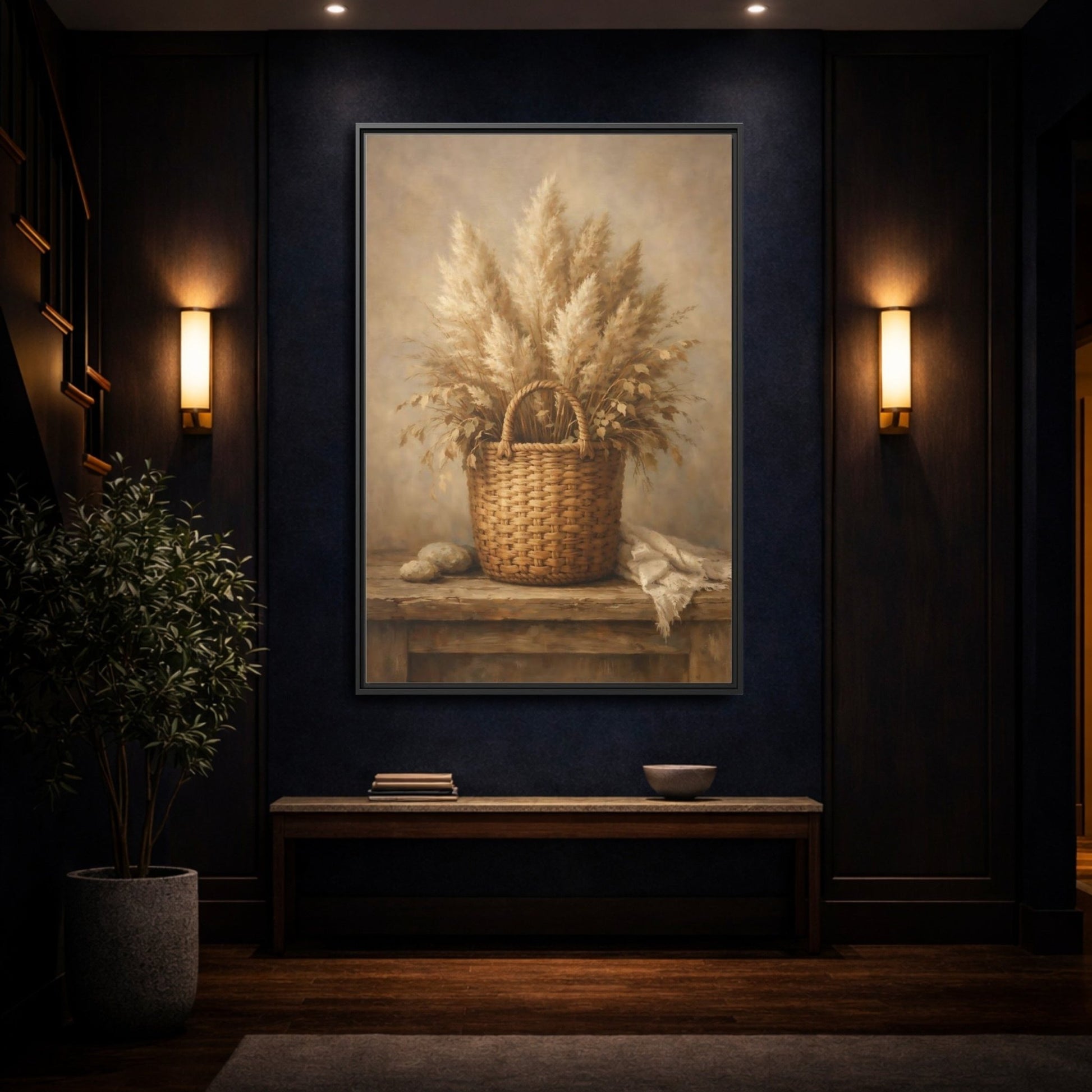 Nature Pampas Grass Still - Framed Canvas Wall Art Print - YesArtYes