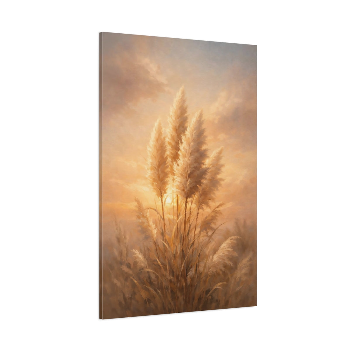 Main Mockup. Nature Pampas Grass Warm Pampas Grass shown as stretched canvas wall art