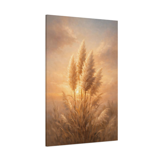 Main Mockup. Nature Pampas Grass Warm Pampas Grass shown as stretched canvas wall art
