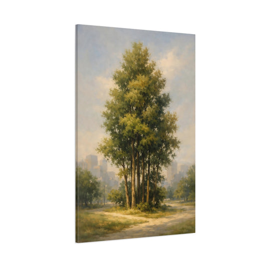 Main Mockup. Nature Park Trees Green Trees City shown as stretched canvas wall art