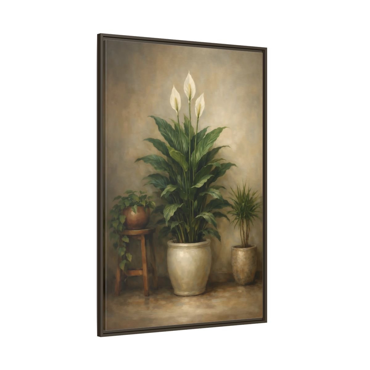 Nature Peace Lily Green - Framed Canvas Wall Art Print - YesArtYes