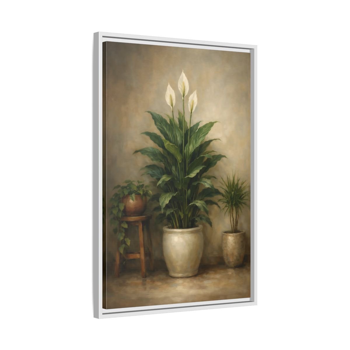 Nature Peace Lily Green - Framed Canvas Wall Art Print - YesArtYes