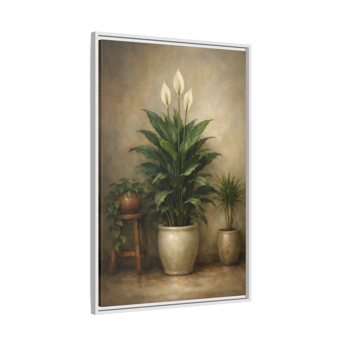 Nature Peace Lily Green - Framed Canvas Wall Art Print - YesArtYes