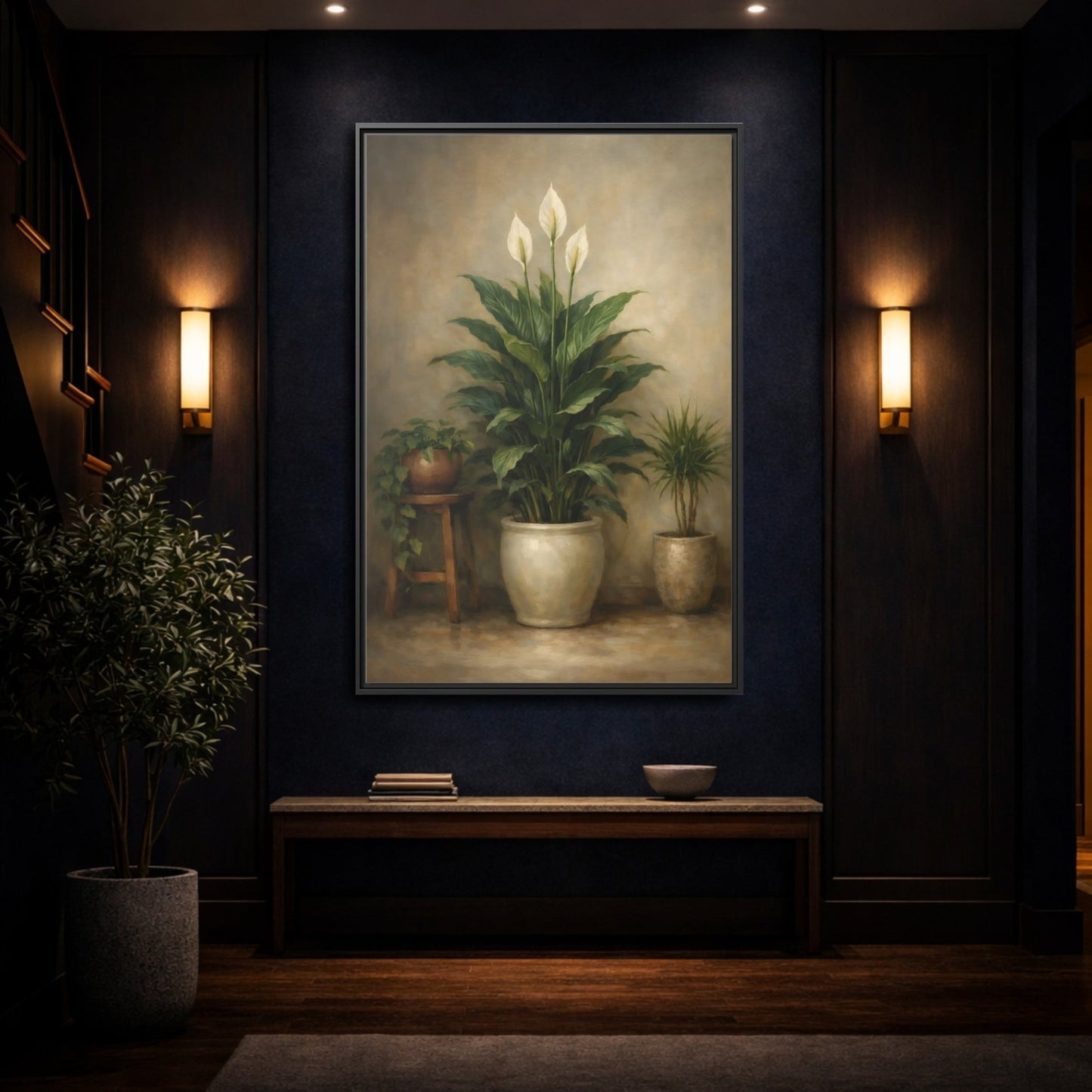 Nature Peace Lily Green - Framed Canvas Wall Art Print - YesArtYes